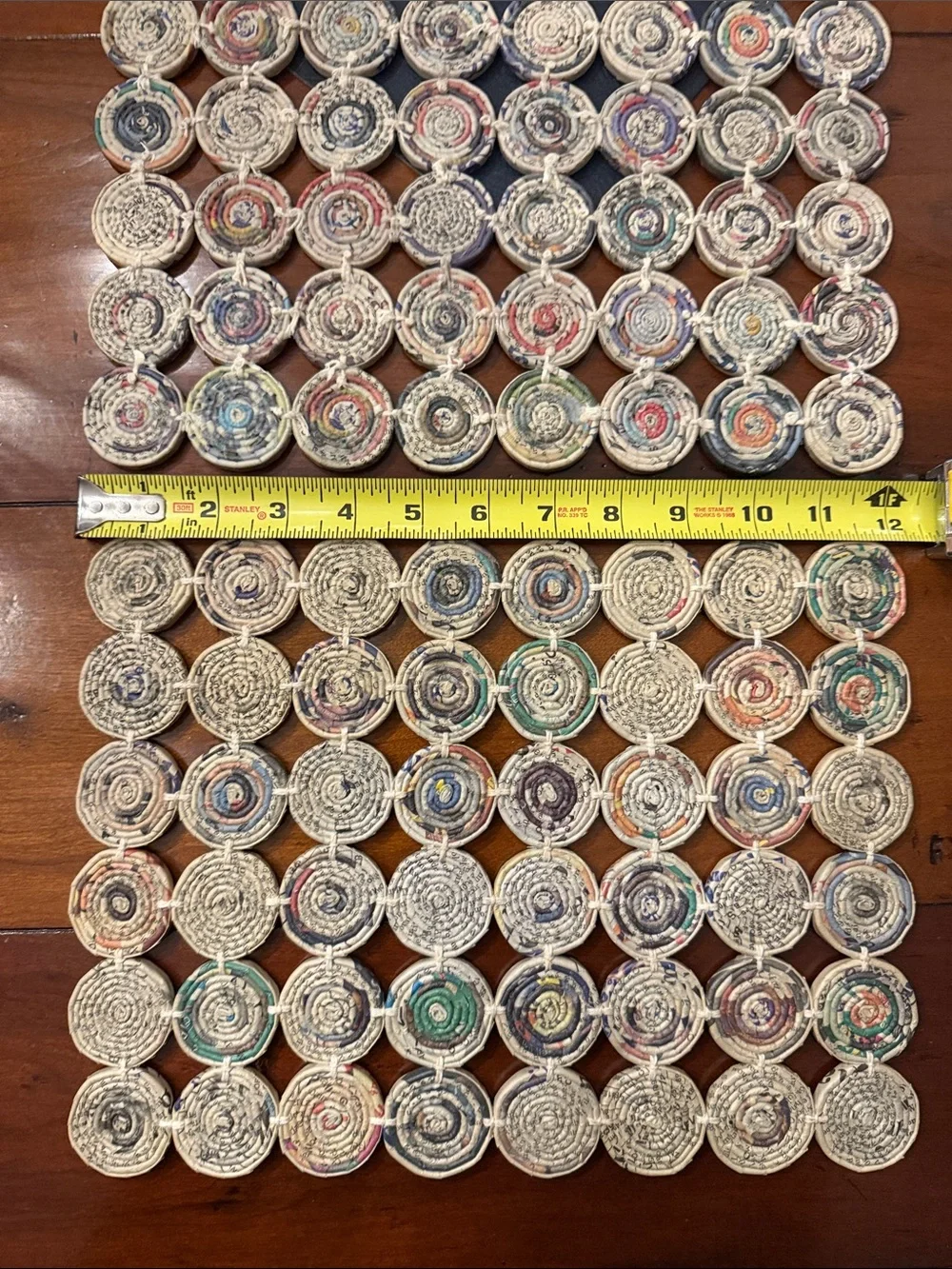 Handmade Coiled Paper Circle Trivetts - Natural with Multicolor Accents